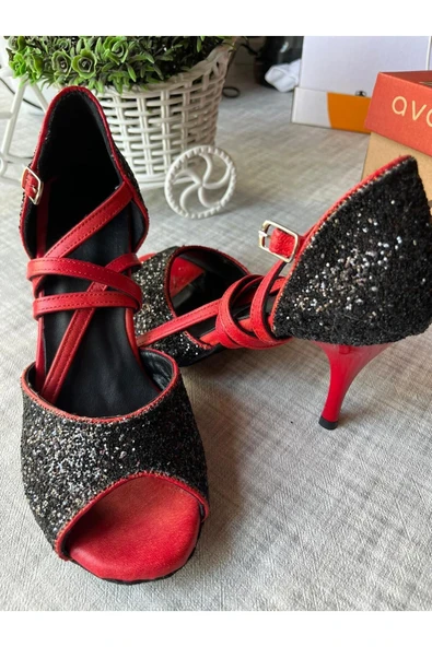 SUNA TANGO DANS AYAKKABISI ARKASI KAPALI BİLEK BAĞLI 8,5 CM (13 PONT) DERİ ÖZEL TASARIM - Resim 4