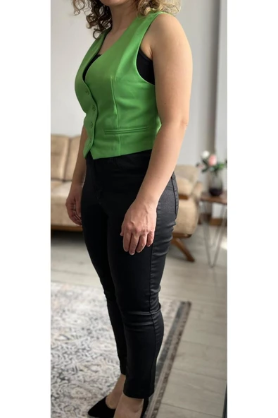 Consept Koyu Fıstık Yeşili Yelek - Resim 2