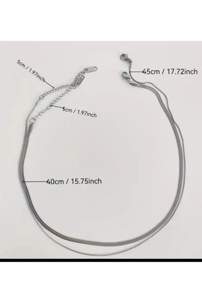 SUNA 2 Lİ ÇELİK KOLYE SADE MODEL-ZAMANSIZ - 2