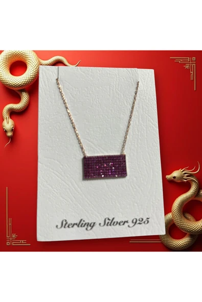 SUNA FUJYA PEMBE MİNİ TAŞLI GÜMÜŞ KOLYE