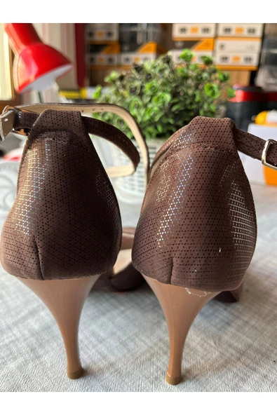 SUNA TANGO AYAKKABISI KADIN 8,5 CM (13 PONT)  YANDAN ÇİFT BAĞLI DERİ ÖZEL ÜRETİM - Resim 6