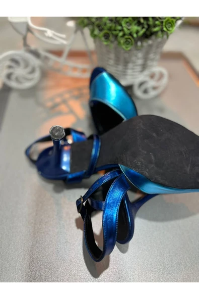 SUNA NEON MAVİ AÇIK TOPUK 13 PONT 8,5 CM TOPUK TANGO, DANS VE ABİYE AYAKKABISI - 3