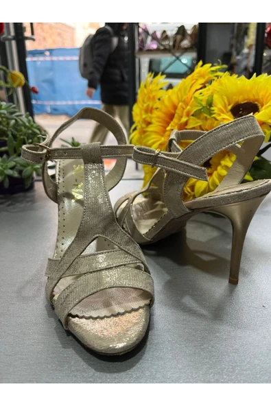 SUNA ALTIN MİRADA MODEL 8,5 CM 13 PONT TOPUK BOYU TANGO- DANS VE ABİYE AYAKKABISI - 2