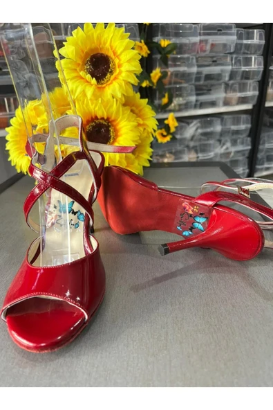 bitangosu RUĞAN KIRMIZI KELEBEK MODEL TANGO DANS VE ABİYE AYAKKABISI - Resim 3