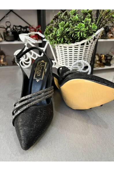 JENA ÇİZGİ KABARTMALI, YANDAN 3 SİM İPLİ DOKU RAHAT KADEH TOPUK SALON VE ABİYE AYAKKABISI 2025 MODEL - Resim 3
