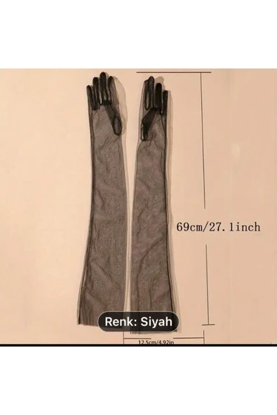 SUNA SİYAH ORGANİZE UZUN ELDİVEN - 6
