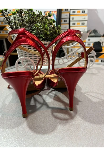 SUNA NEON KIRMIZI KELEBEK MODEL 8,5 CM 13 PONT TANGO DANS AYAKKABISI - 2