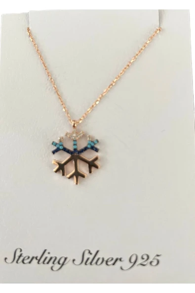 SUNA KAR TANESİ OPAL MAVİ TAŞLI ALTIN KAPLAMA 925 AYAR GÜMÜŞ KOLYE - 3