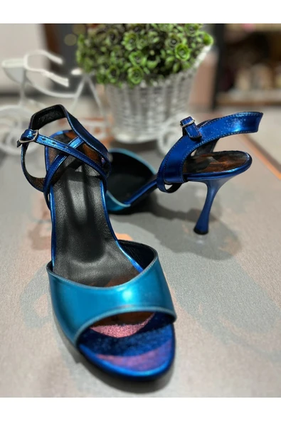 SUNA NEON MAVİ AÇIK TOPUK 13 PONT 8,5 CM TOPUK TANGO, DANS VE ABİYE AYAKKABISI - 4