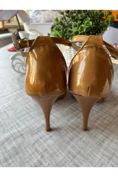 SUNA TANGO DANS AYAKKABISI YANDAN ÇİFT BAĞLI 8,5 CM (13 PONT) RUĞAN HARDAL - 4