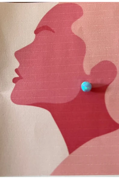 SUNA MAVİ OPAL MİNİ TOP KÜPE 925 AYAR GÜMÜŞ ALTIN KAPLAMA