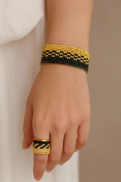 SUNA MİYUKİ PETROL BİLEKLİK-YÜZÜK SET - Resim 2