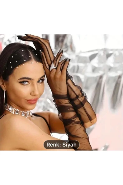SUNA SİYAH ORGANİZE UZUN ELDİVEN - 3