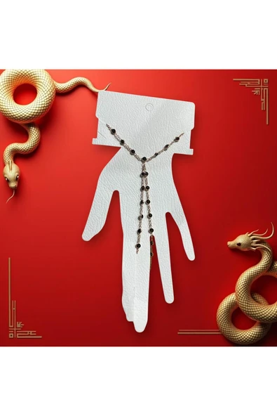 SUNA SİYAH MİNİ TAŞLI GÜMÜŞ ŞAHMARAN