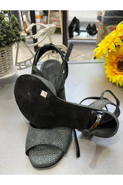 SUNA KOYU HAKİ KELEBEK MODEL 8,5 CM 13 PONT TANGO, DANS VE ABİYE AYAKKABISI - 5