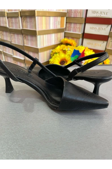 Park Moda SİYAH 6 CM KADEH TOPUK SİMETRİ SİVRİBURUN ARKASI AÇIK KADIN TOPUKLU AYAKKABI - 5