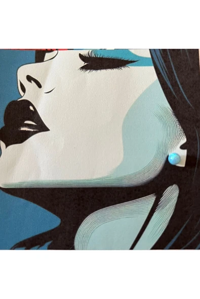 SUNA MAVİ OPAL MİNİ TOP KÜPE 925 AYAR GÜMÜŞ ALTIN KAPLAMA - 3