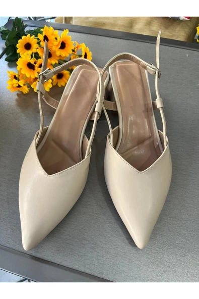 bitangosu 4 cm kalın topuk sivri burun 2025 model arkası açık topuklu ayakkabı klasik model zamansız şıklık ürün görseli
