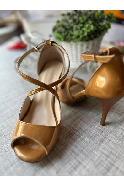 SUNA TANGO DANS AYAKKABISI YANDAN ÇİFT BAĞLI 8,5 CM (13 PONT) RUĞAN HARDAL - 3
