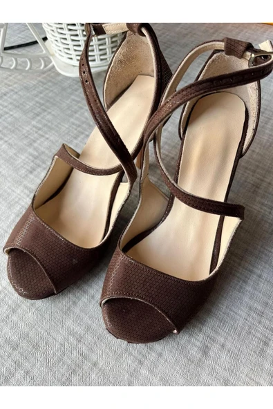 SUNA TANGO AYAKKABISI KADIN 8,5 CM (13 PONT)  YANDAN ÇİFT BAĞLI DERİ ÖZEL ÜRETİM - Resim 3