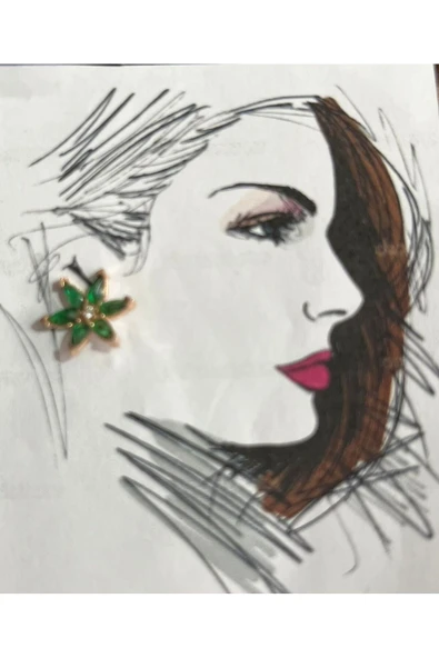 SUNA YEŞİL TAŞLI GÜMÜŞ YILDIZ MİNİ KÜPE- KUTULU