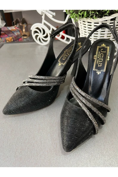 JENA ÇİZGİ KABARTMALI, YANDAN 3 SİM İPLİ DOKU RAHAT KADEH TOPUK SALON VE ABİYE AYAKKABISI 2025 MODEL ürün görseli