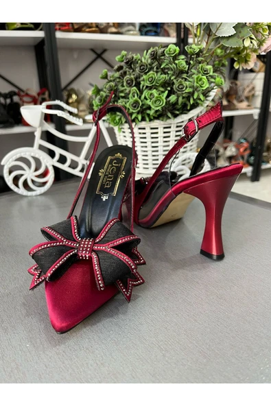 JENA FİYONK DETAYLI EN MODA ÇOK ŞIK KADIN AYAKKABI 6 CM TOPUKBOYU SATEN DOKU HER ZAMANIN MODELİ KONFOR - 4