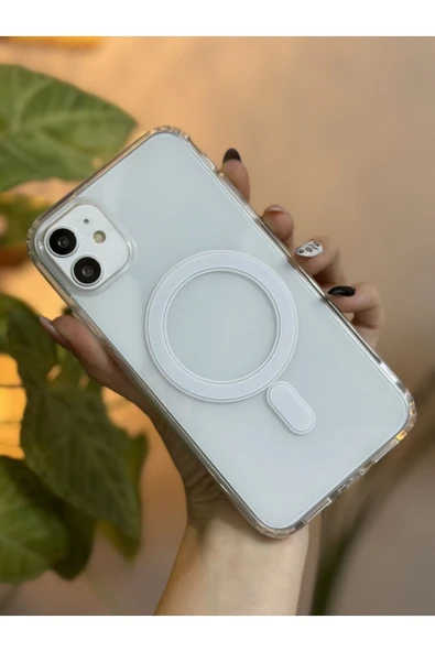 Iphone 11-12-pro  Görünümlü Uyumlu MAGSAFE Özellikli Darbe Önleyici Şeffaf Silikon Kılıf - Resim 5