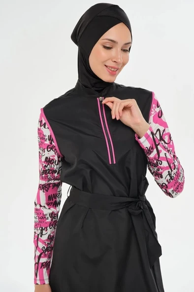 Maresiva 252307 Nori Siyah Tam Boy Tasarım Tesettür Mayo - Resim 5