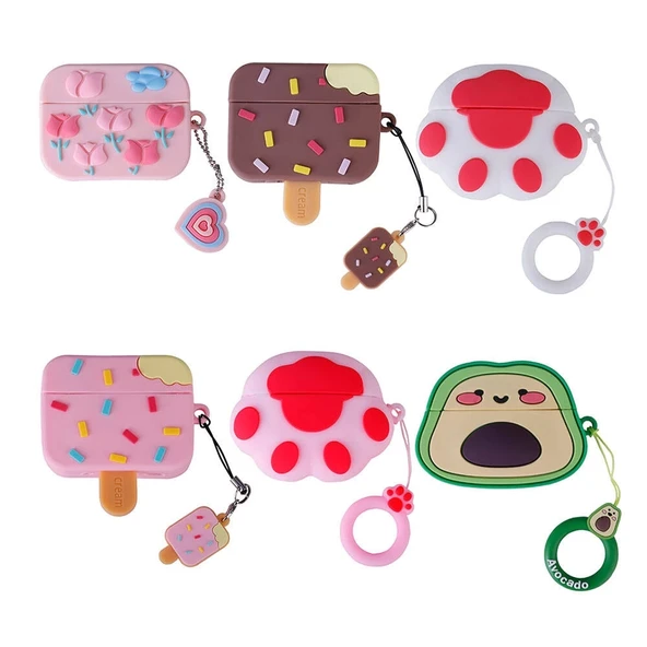 Apple Airpods Pro 2 Zore TPU Kabartma Figürlü İpli Airbag 37 Silikon Kılıf - 8