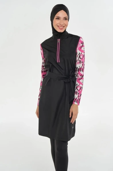 Maresiva 252307 Nori Siyah Tam Boy Tasarım Tesettür Mayo - Resim 7