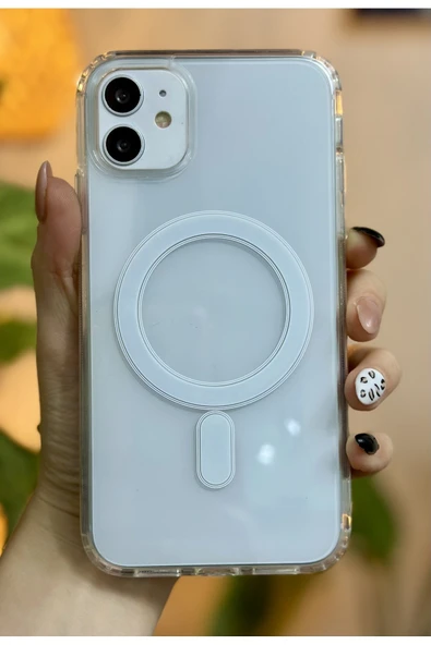 Iphone 11-12-pro  Görünümlü Uyumlu MAGSAFE Özellikli Darbe Önleyici Şeffaf Silikon Kılıf - Resim 4