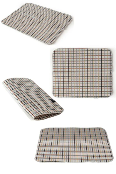 Bulaşık Kurutma Örtüsü, Bulaşıklık, Tezgah Üstü Bulaşık Matı, Süper Emici Mutfak Matı, Ekoseli Desen - 5