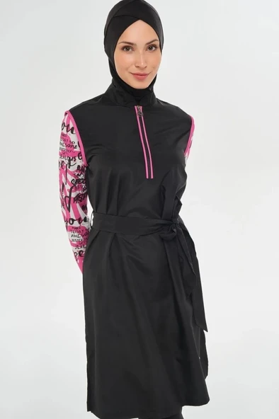 Maresiva 252307 Nori Siyah Tam Boy Tasarım Tesettür Mayo - Resim 4