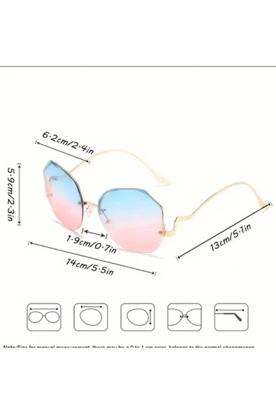 Marvellous Kadınlar için, lüks çerçevesiz yuvarlak gözlük - Metalik, gradyan lensler - 2