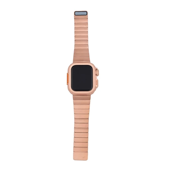 Apple Watch 7 45mm Zore KRD-126 Sert Kasa Koruyuculu Metal Kordon - 10