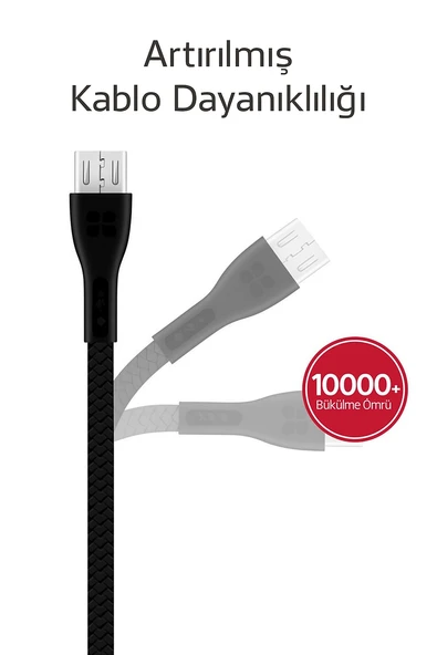 Hasır Örgülü 2.4a Micro Usb 1 Metre  Hızlı Şarj Ve Data  Kablosu K-S10 - 4
