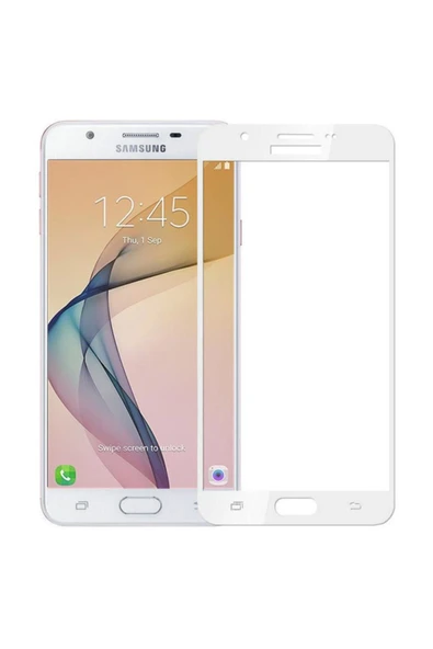 Samsung Galaxy J7 Prime 3D Kavisli Temperli Cam Ekran koruyucu Kırılmaz Film Beyaz ürün görseli