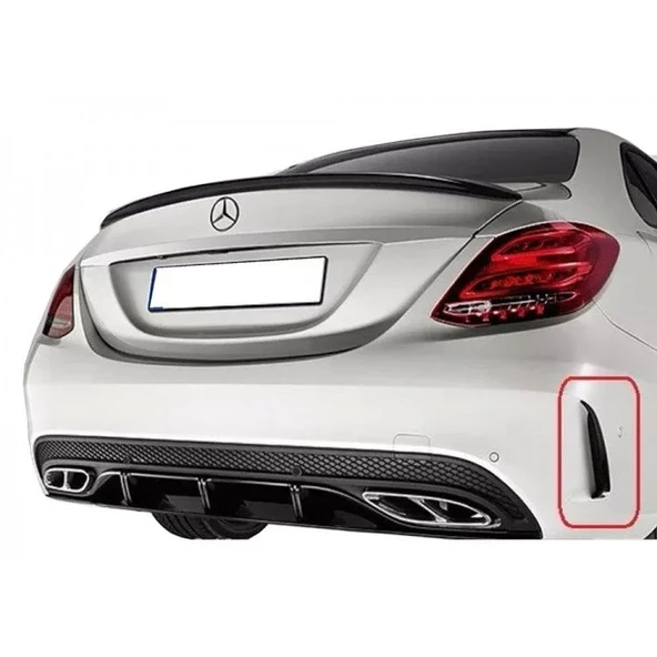 W205 C Serisi Sedan Amg - C63 Style - Arka Tampon Difüzör (Plastik) (Boyasız)