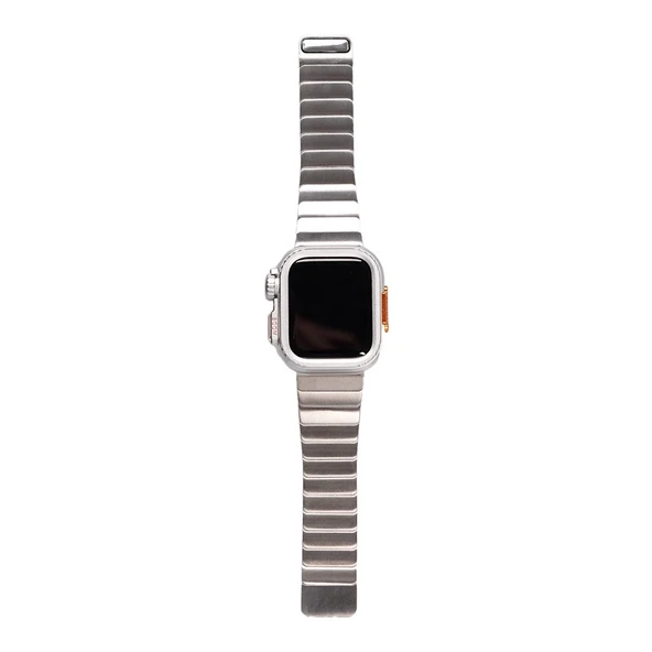 Apple Watch 7 45mm Zore KRD-126 Sert Kasa Koruyuculu Metal Kordon - 4