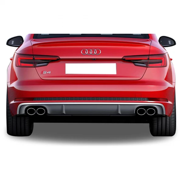 Audi A4 B9 2016 Sonrası 4 Çıkışlı S4 Arka Tampon Eki - Difüzör (Plastik)(Boyasız) ürün görseli