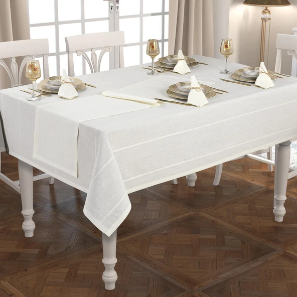 Schafer Home Dora Masa Örtüsü 10 parça - Krem