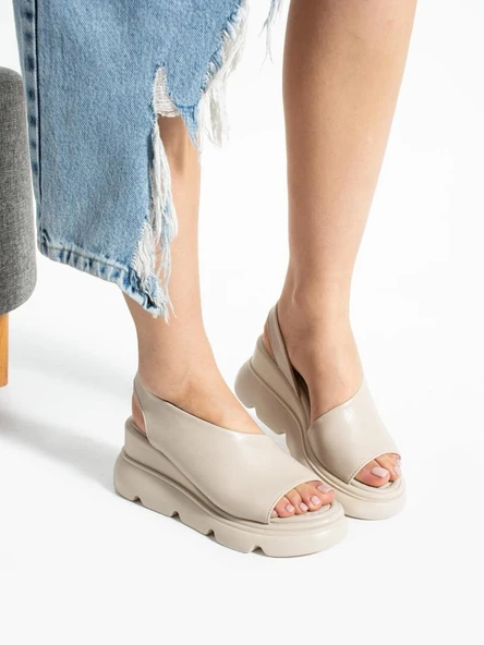 Papuçcity Mnrs 03212 Kadın Günlük Dolgu Topuk Sandalet - 7