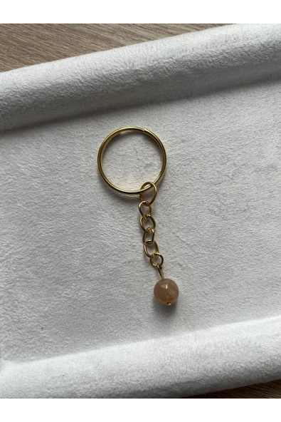 8 mm güneş taşı altın anahtarlık