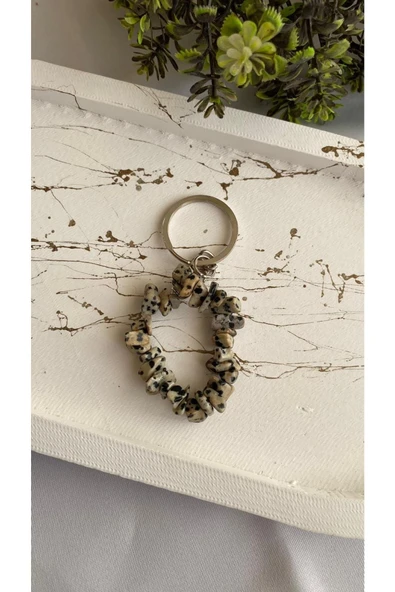 Bıldırcın Jasper Doğal Taş Anahtarlık