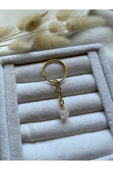 8 mm Necef Taşı Altın Anahtarlık