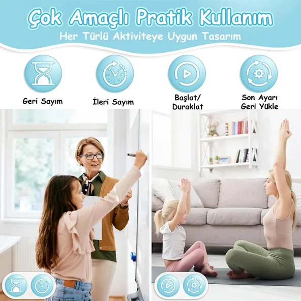 NPO NPT26XB Mutfak,Ders,Yemek için 60dk Dijital Alarm Kronometre,Pomodoro Öğrenci Motivasyon Saati - 5