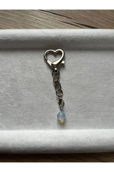 Opal taşı kalpli anahtarlık