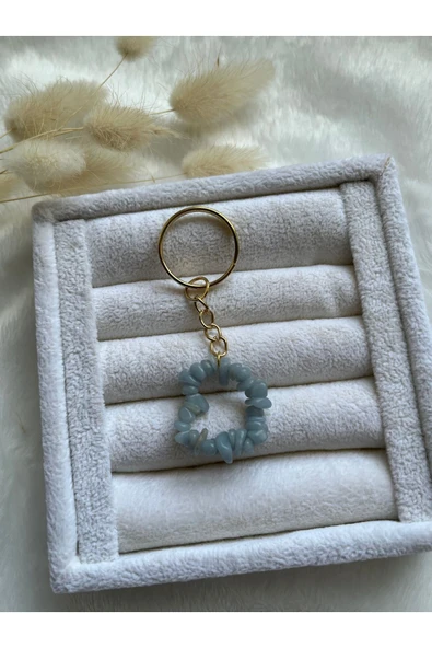 Angelit Melek Taşı Altın Anahtarlık