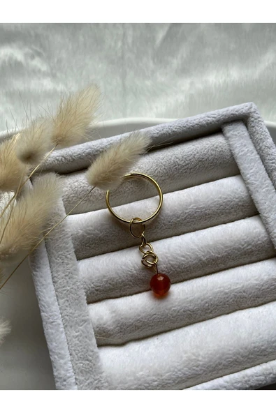 8 mm Karnelyan Taşı Altın Anahtarlık